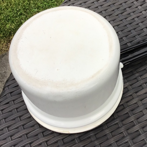 Vintage Double Boiler Enamelware White Black 3 Piece Set Pots & Lid - Picture 6 of 13